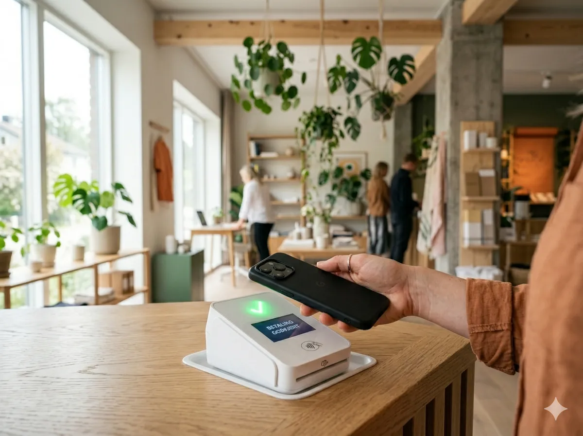 Digitalt presentkort från Glede används i butik via mobilen